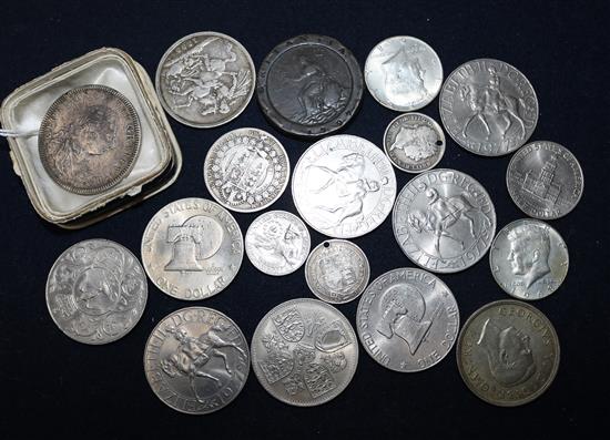 A George III silver dollar 1804 and other coins.